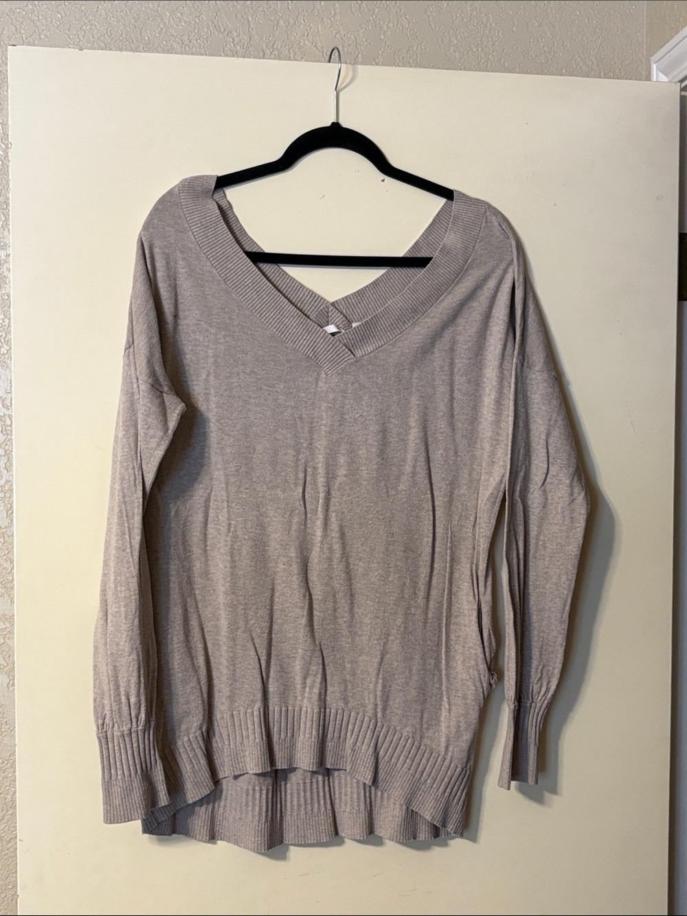 Victoria's Secret Light Taupe V-Neck Ribbed Hem Sweater
